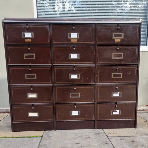 Vintage 1950s Roneo French Metal Industrial Lockers Cabinet Filing Drawers
