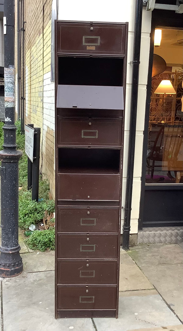 Roneo French storage  with vintage metal flaps, 1950’s filing cabinet