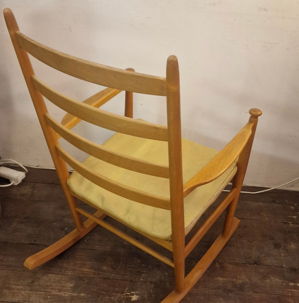 Vintage beech rocking chair by Niels Eilersen, Denmark 1960