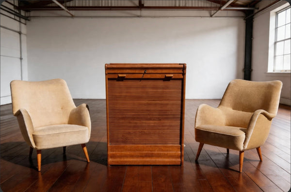 1940s French wooden multi draws storage draws