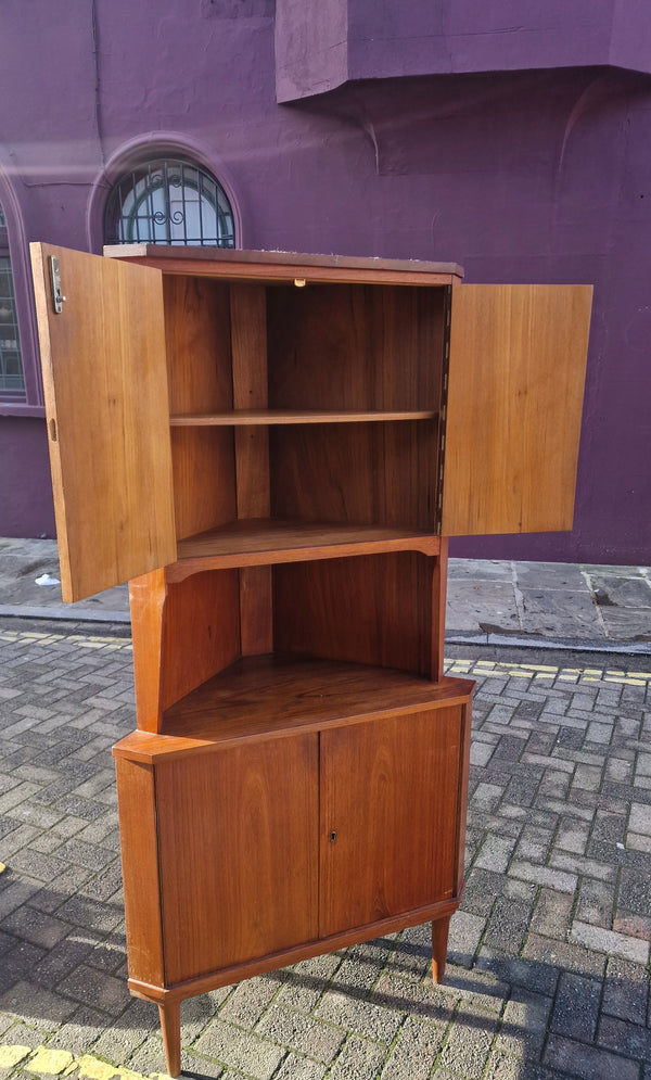 1960s Mid-Century Tall teak corner cabinet