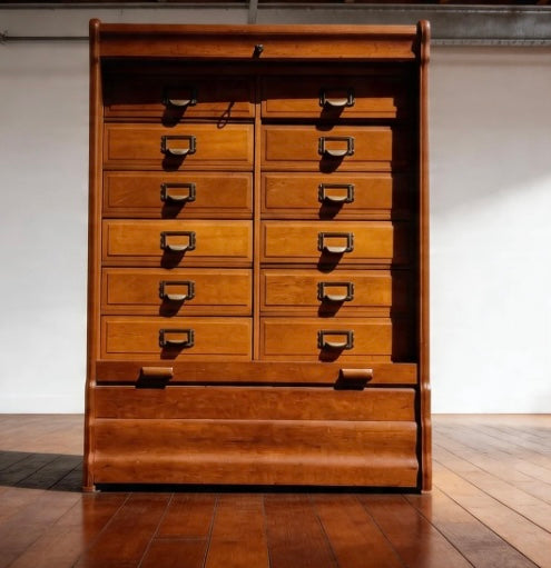 1940s French wooden multi draws storage draws