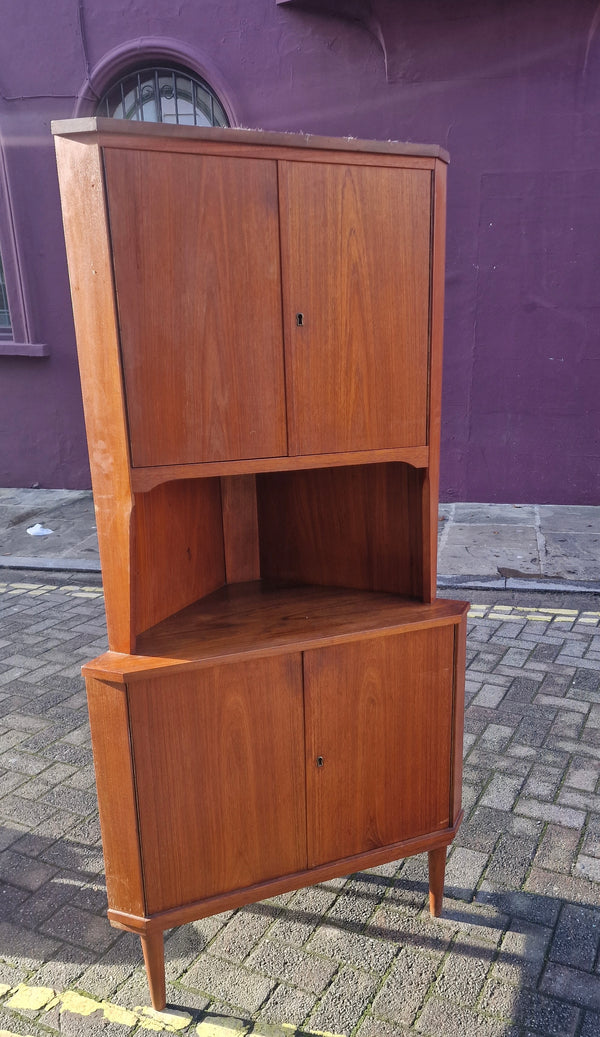 1960s Mid-Century Tall teak corner cabinet