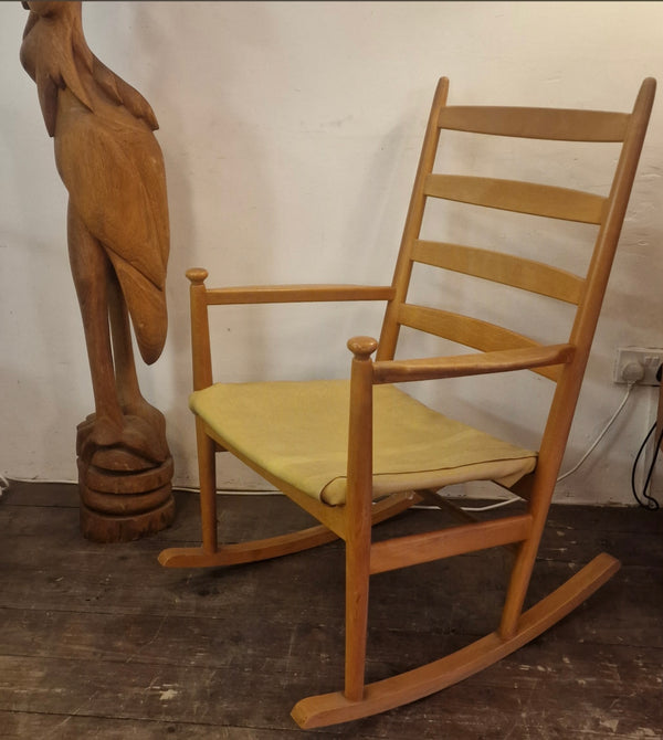 Vintage beech rocking chair by Niels Eilersen, Denmark 1960