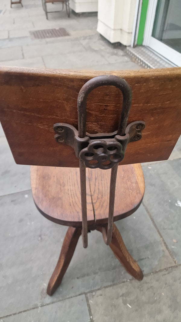 Vintage Oak Industrial Factory Workshop Chair.