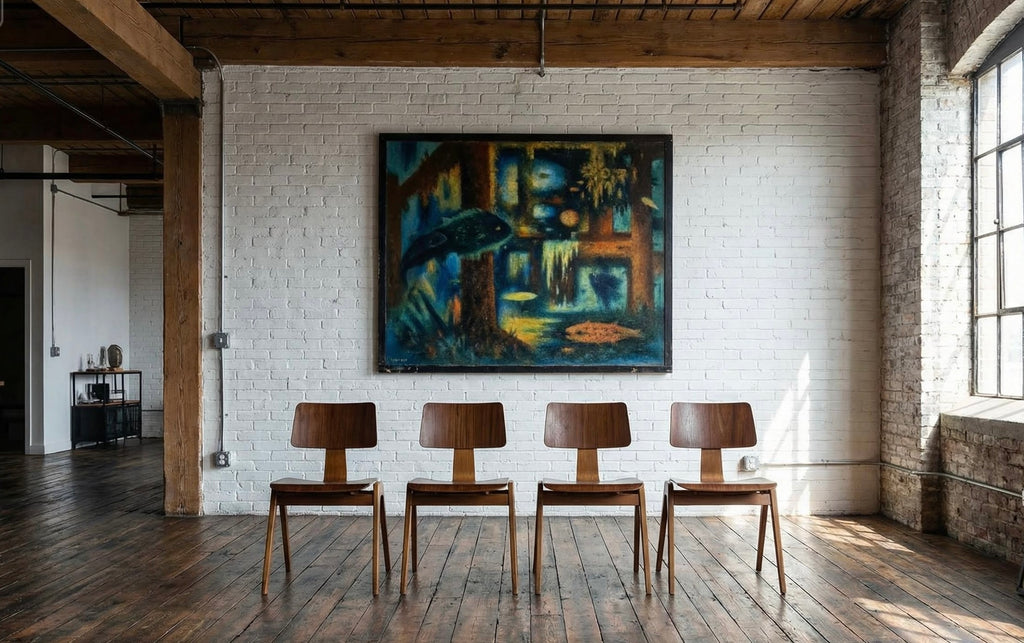 1950's French oil painting by Lamour