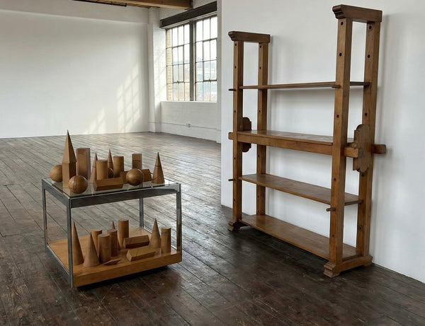 1970s Brutalist oak Dutch adjustable bookcase