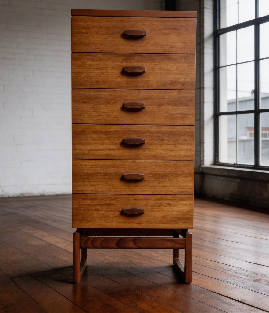 Mid-Century Vintage G Plan Quadrille Teak Tallboy Chest Of Drawers