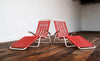 Sun lounger Spaghetti, white steel, red plastic, Germany, 1960s.