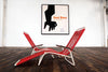 Sun lounger Spaghetti, white steel, red plastic, Germany, 1960s.