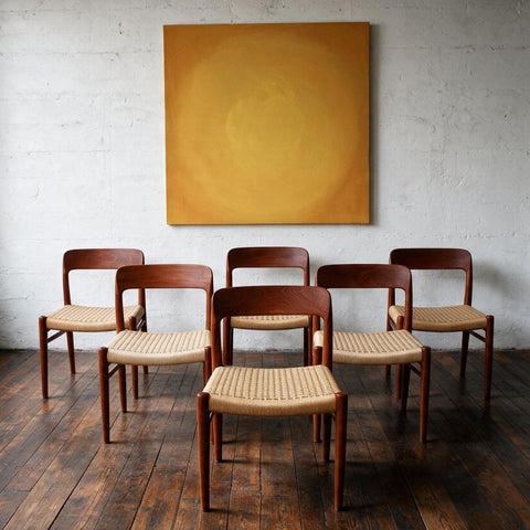1960s Model 75 dining chairs designed by Niels Otto Moller