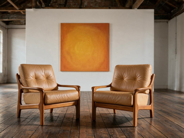 1970s Pair of armchairs in soft leather Danish