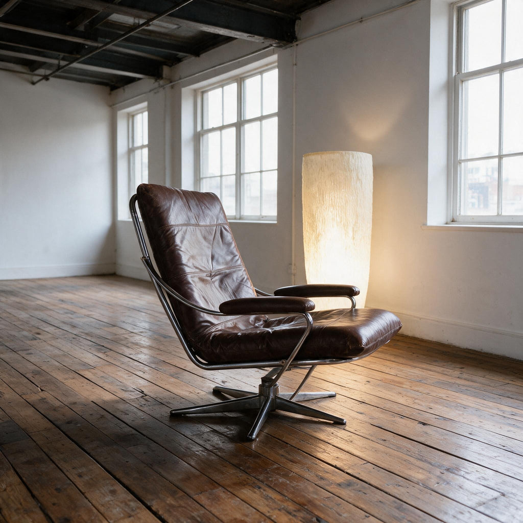 1960s  brown leather Easy chair attributed to Andre Vandenbeuck