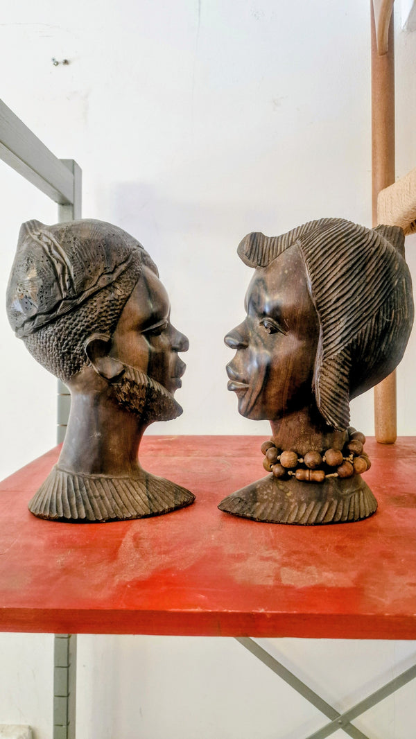 A Pair of Vintage West African craved   heads.