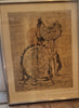 etching by artist Johnny Friedlaender titled Chat au Soleil from 1955