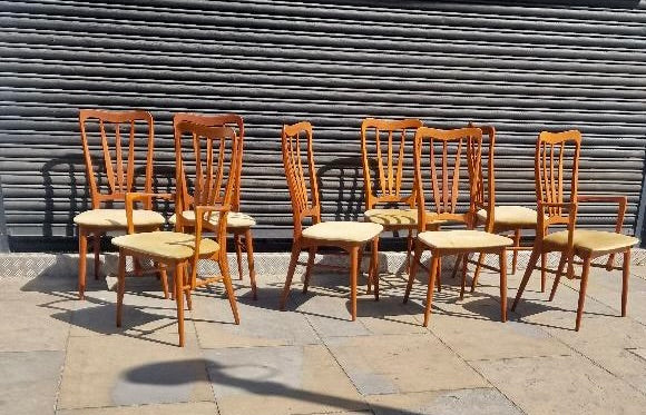 1960s Danish set of 8 dining chairs by Niels Koefoeds