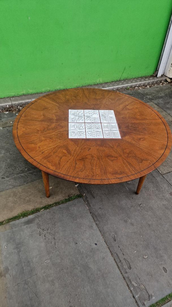 Mid Century Round Walnut Coffee Table by Lane