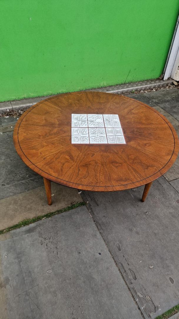 Mid Century Round Walnut Coffee Table by Lane