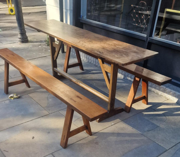 Vintage French  Benches and table