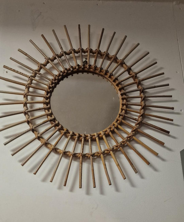 Sun star bamboo mirror French
