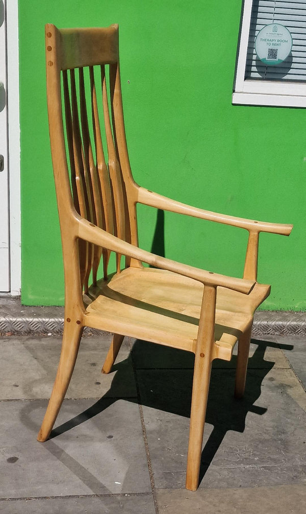 Vintage high back dining chair inspired by Sam Maloof
