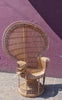 Bohemian Vintage Handcrafted Beige & Black Wicker, Rattan, Reed Peacock Chair