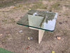 SOLD 1970s  Italian Glass and Travertine coffee table