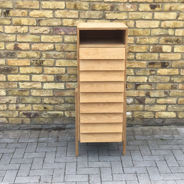 Oak tall French chest of draws. SOLD