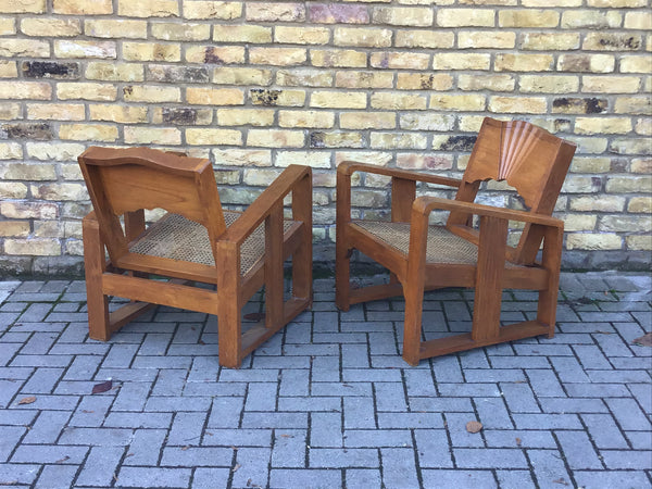 A Pair of Ratten seated Deco armchairs. SOLD
