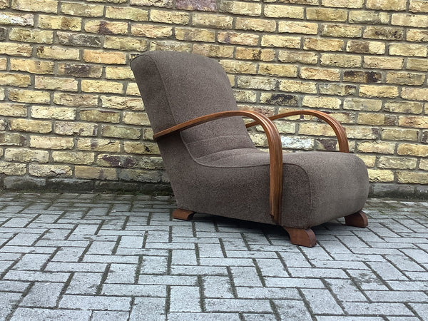Art Deco Upholstered Bentwood Armchair