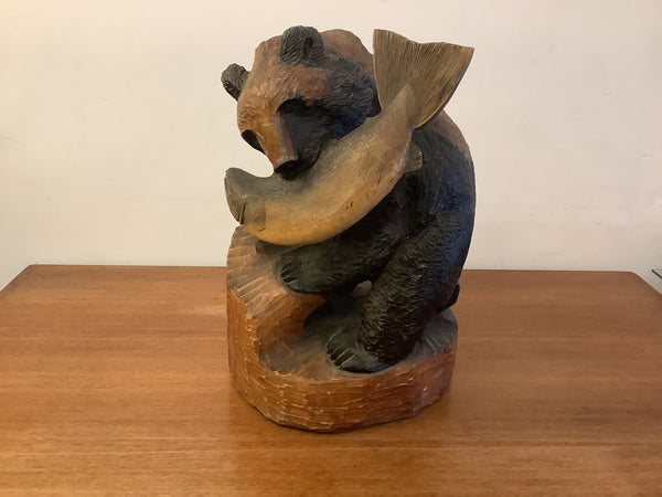 Carved Wood Hokkai Mokkogesha Bear, Japan, 1950s