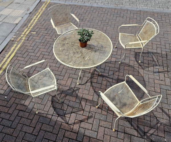 Mid Century Metal Patio Table / Chair Set attributed to Russell Woodard