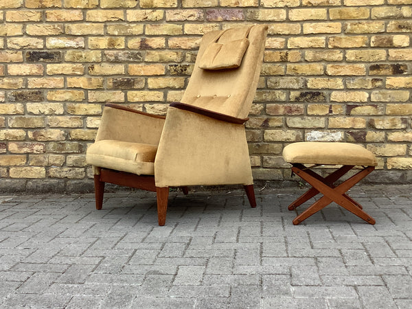 Danish Teak  Recliner armchair  & Ottoman