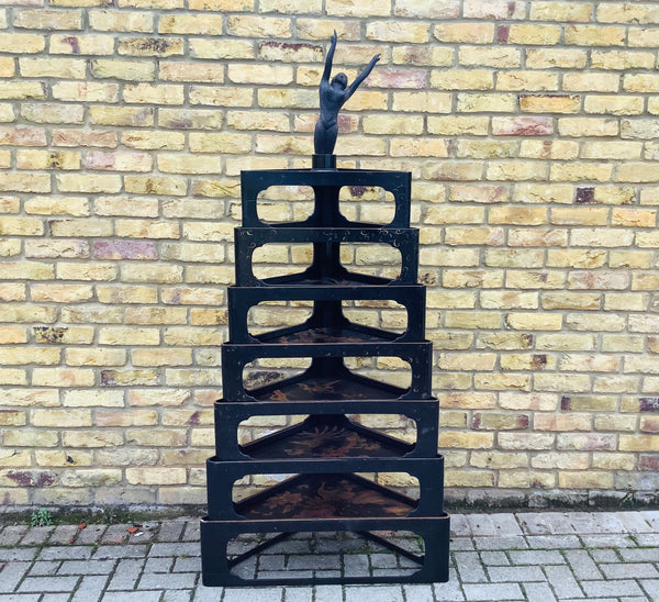 Set of 7 Japanese Lacquered Stacking Tables 19th Century.