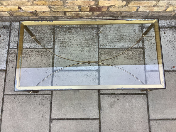 French Hollywood Regency Maison Jansen Style Brass & Glass Coffee Table c.1970
