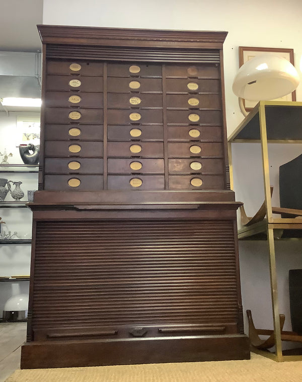 19th Century Amberg Mahogany wooden filing cabinet