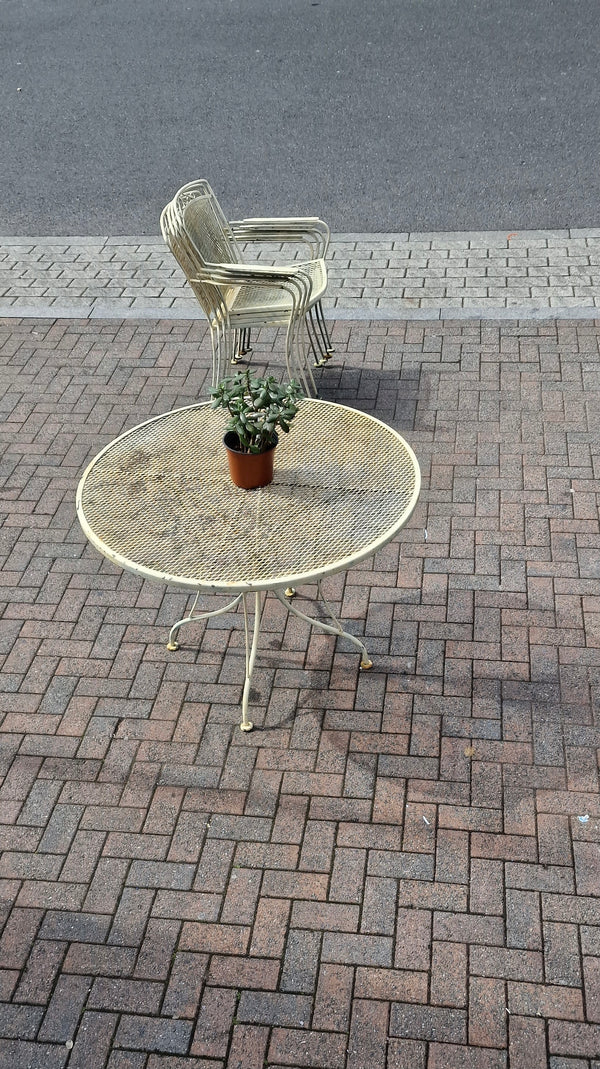 Mid Century Metal Patio Table / Chair Set attributed to Russell Woodard