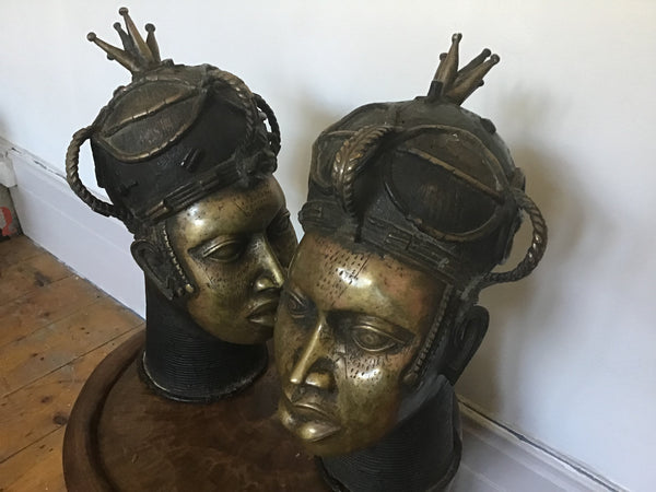 A pair of Benin Bronze heads SOLD